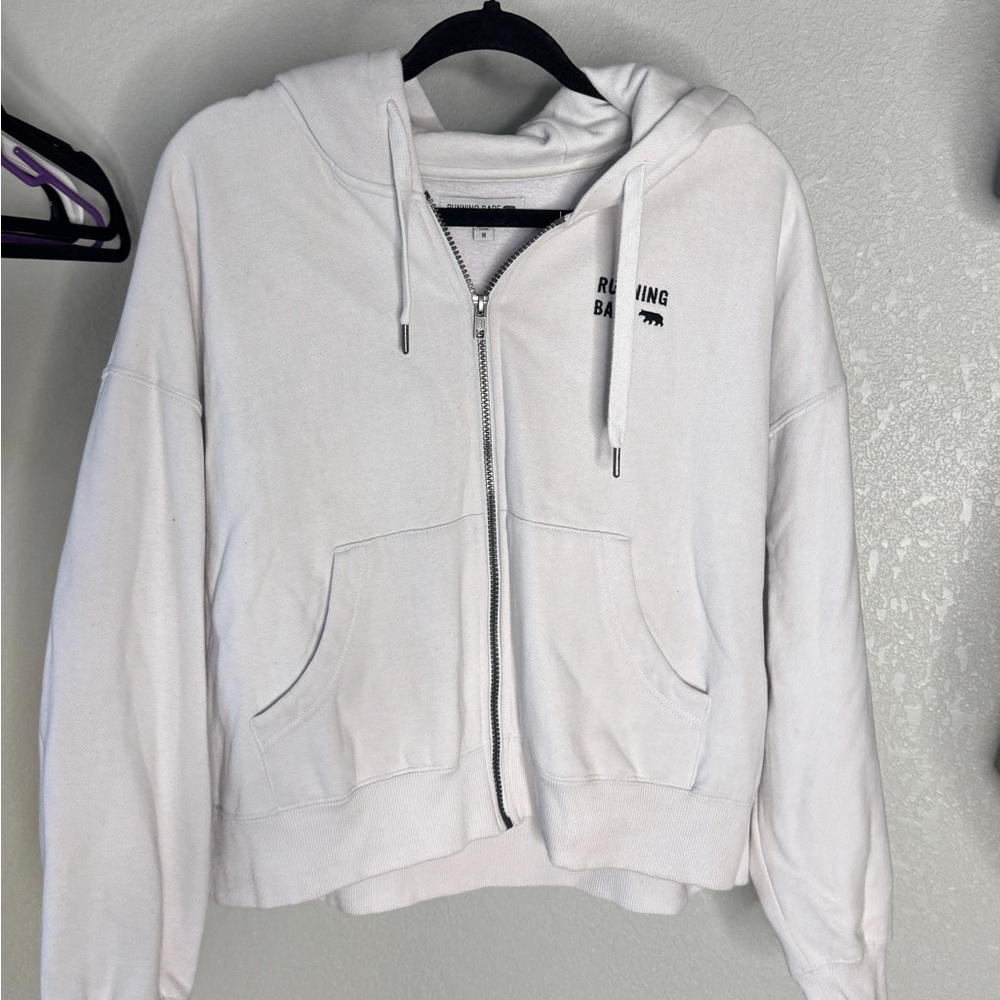 Running Bare White Zip-Up Hoodie
